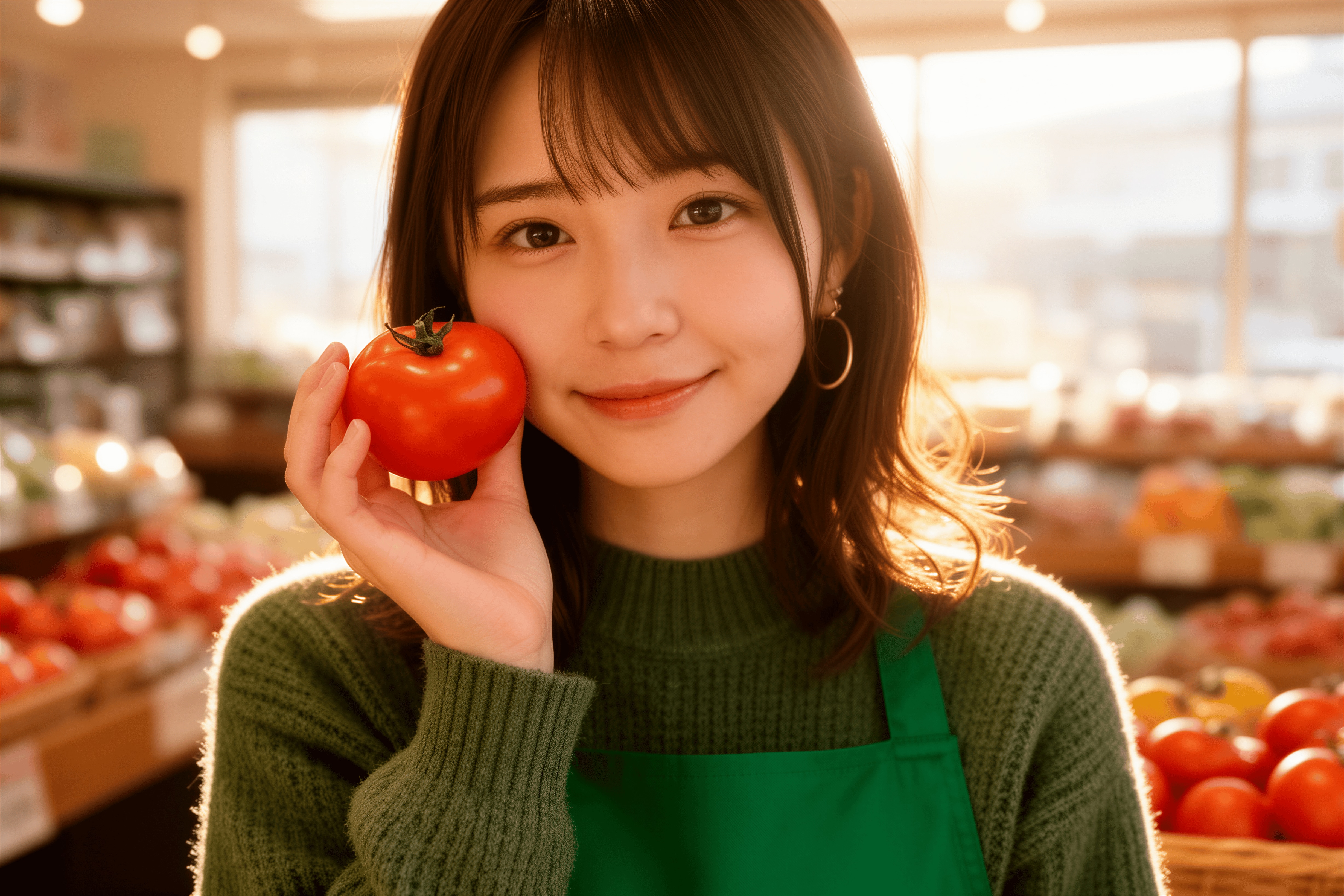 野菜売り場の店員 | の人気AIイラスト・グラビア