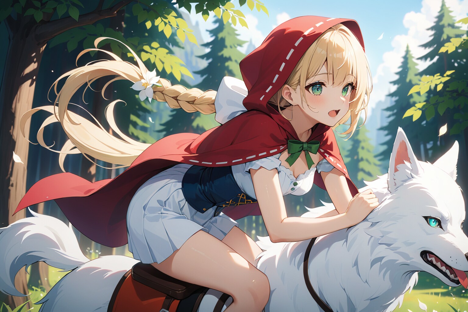 狼に乗って森を駆ける♪