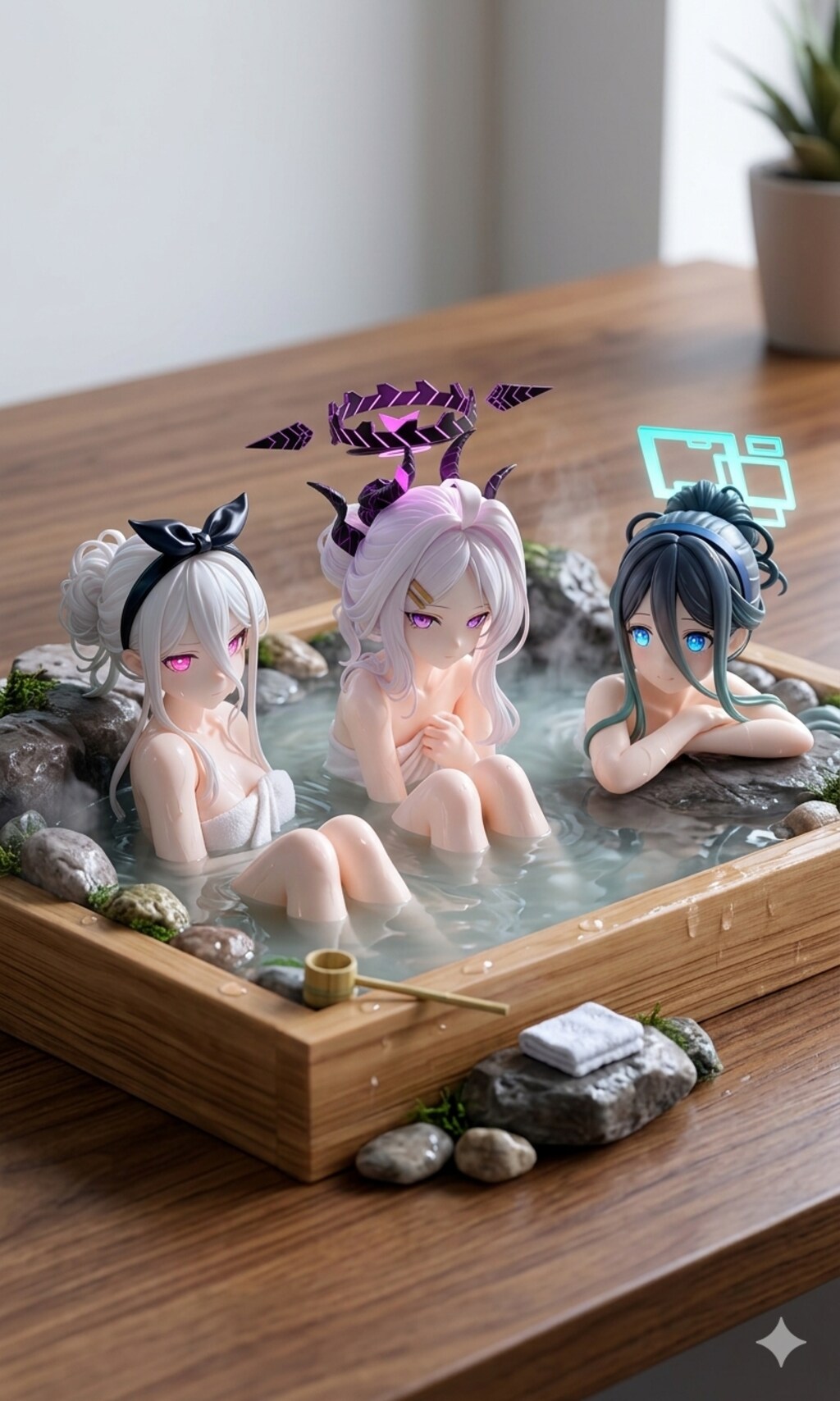 ブルーアーカイブ   ケイ  天童アリス  空崎ヒナ  デスクの上の温泉♨️ アクリルドールフィギュア