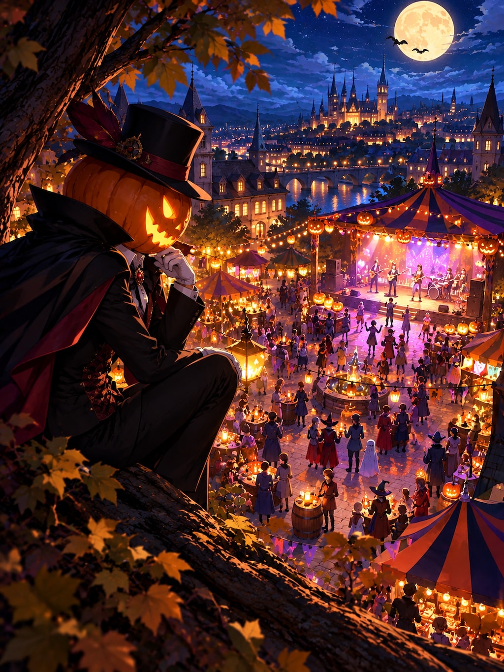 ハロウィンパーティを見守るパンプキン紳士