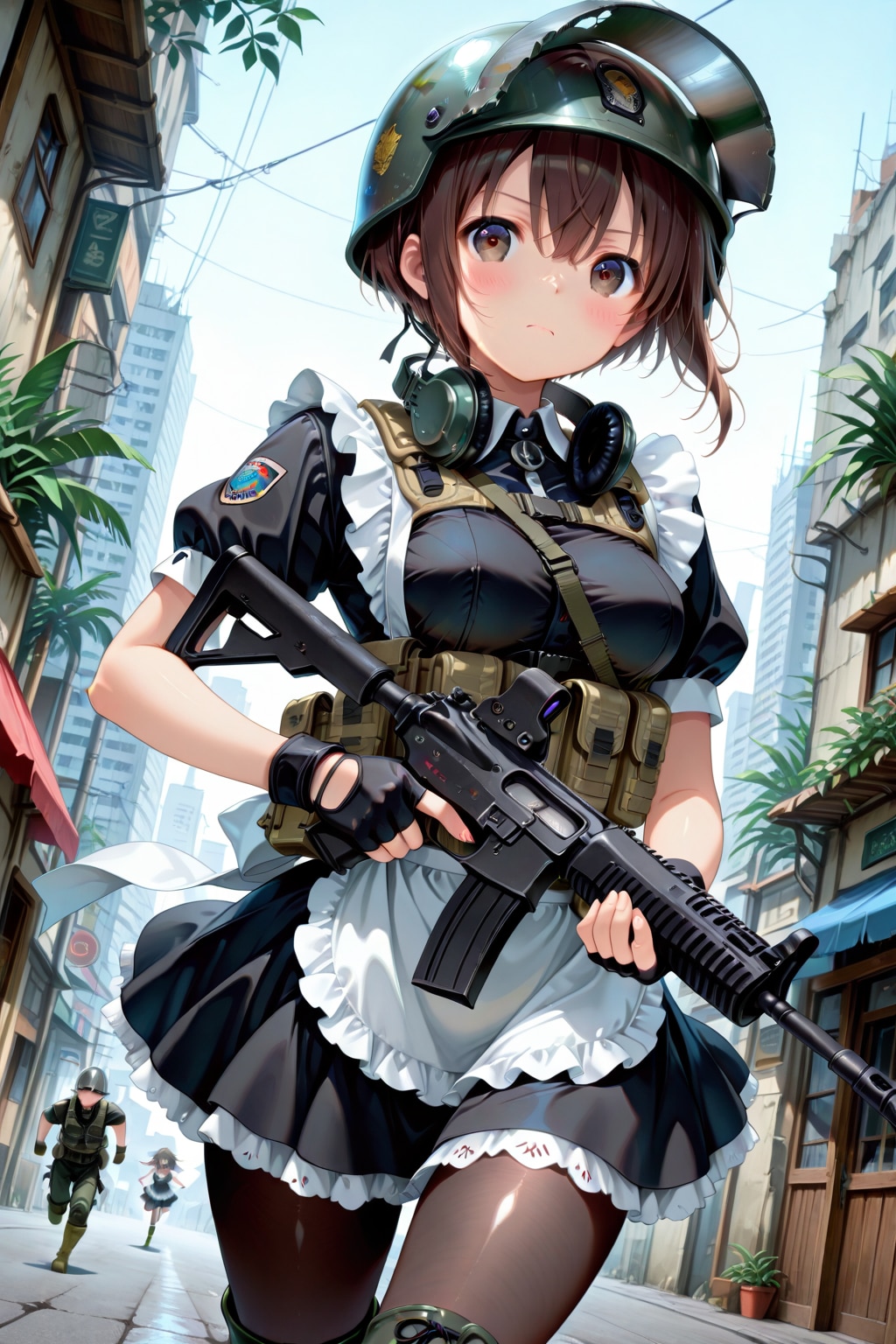 中乳軍として戦うメイドさん