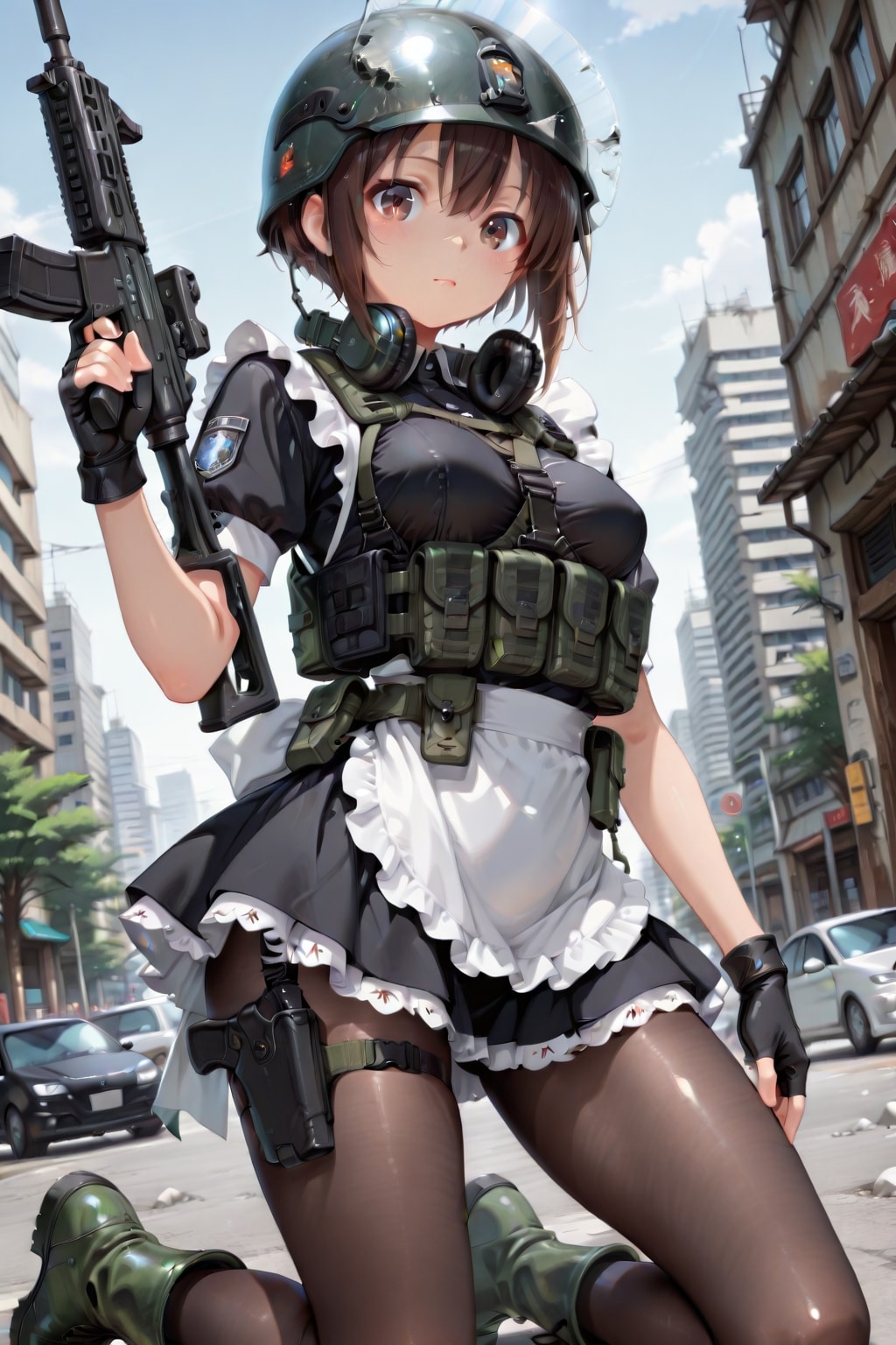 中乳軍として戦うメイドさん