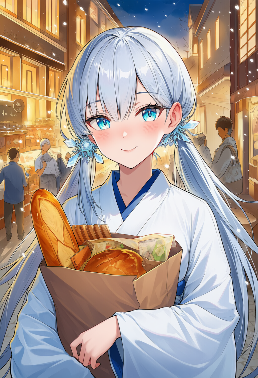 雪女様、街のパン屋にお買い物