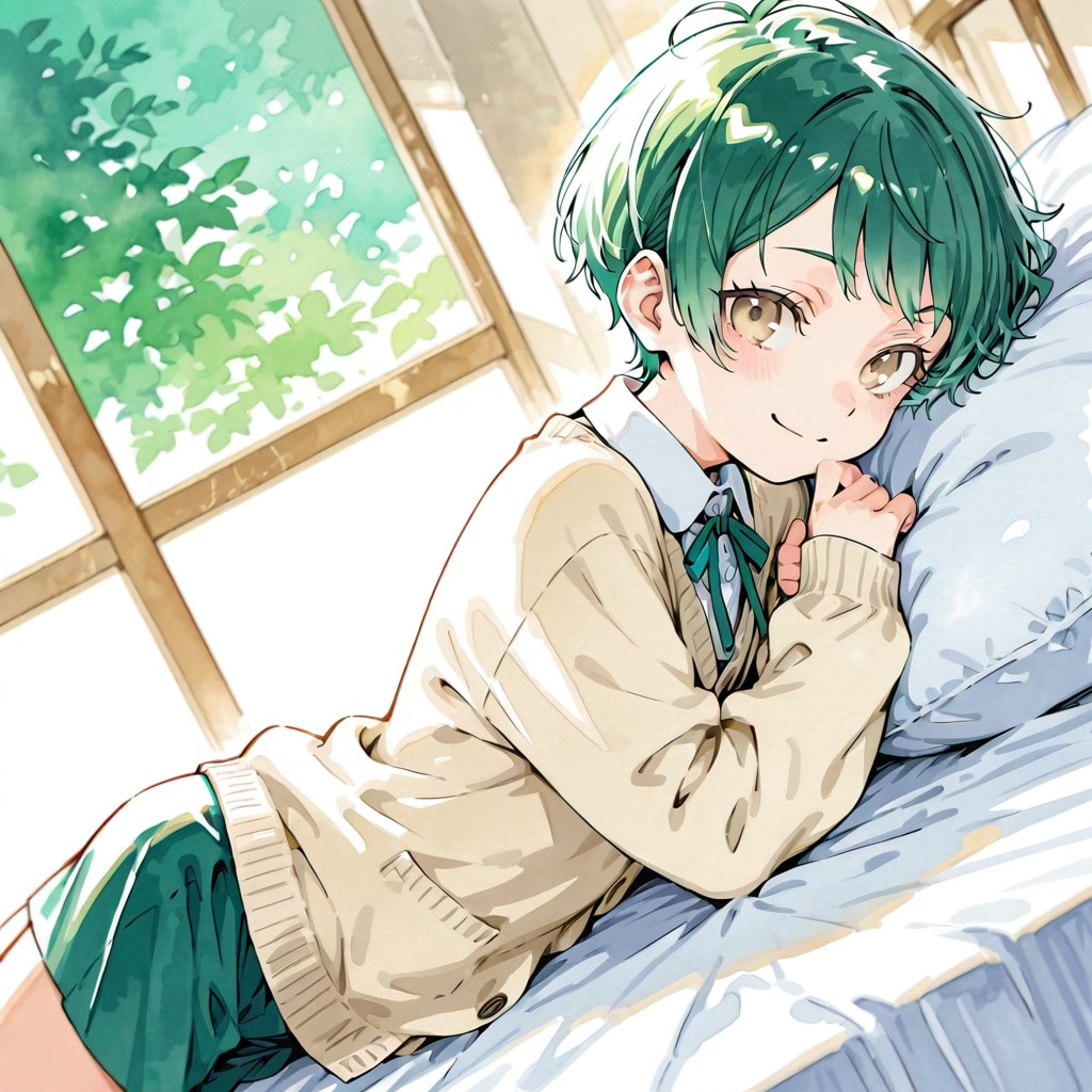 一緒に寝よ？（うちの子：エメラルド）