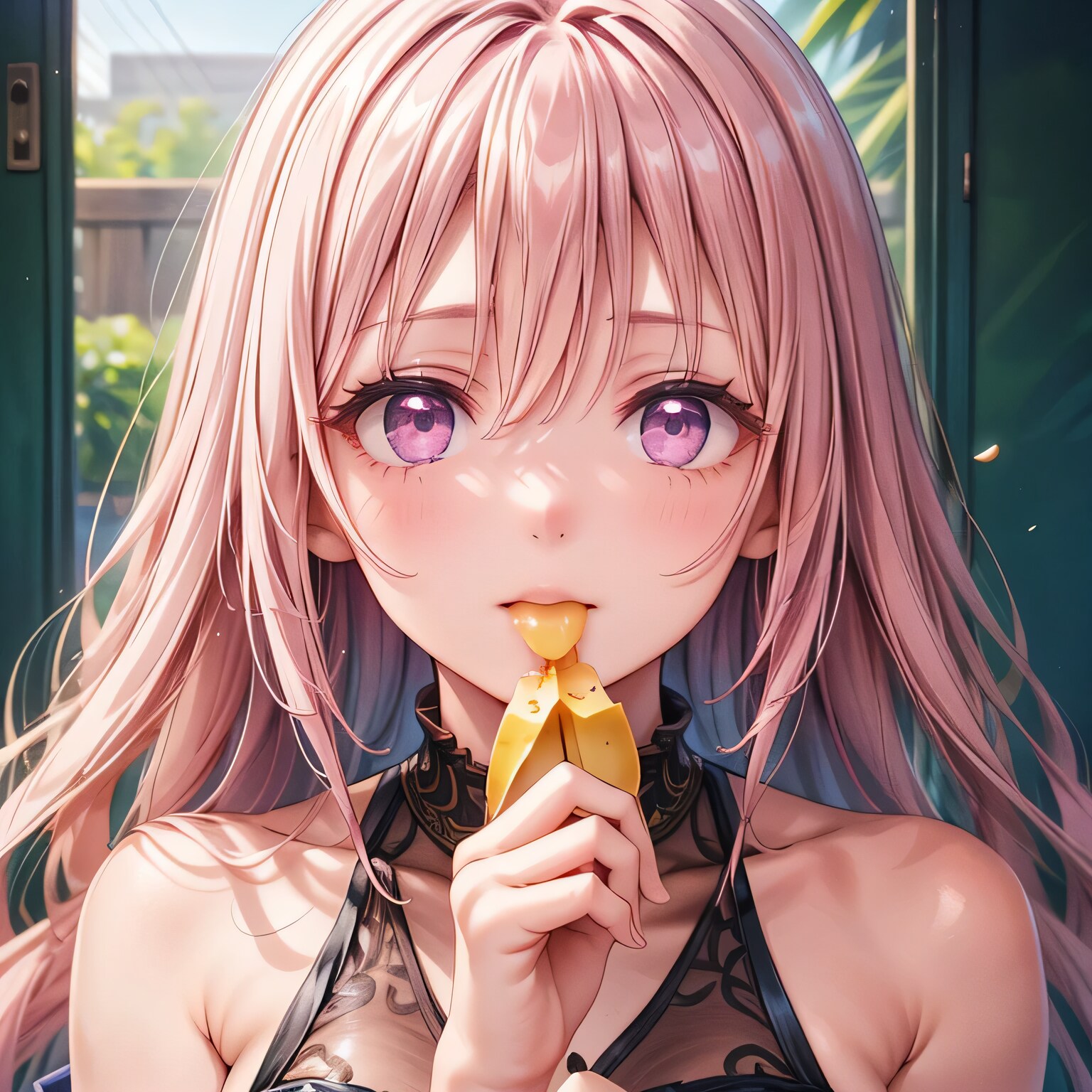 ピンク髪ロングで果実の少女 | の人気AIイラスト・グラビア