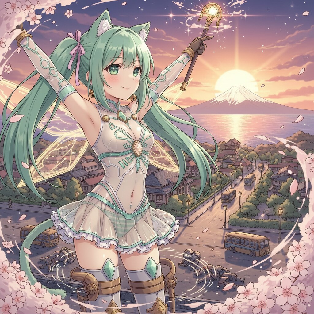 みどツイにゃん。戦う