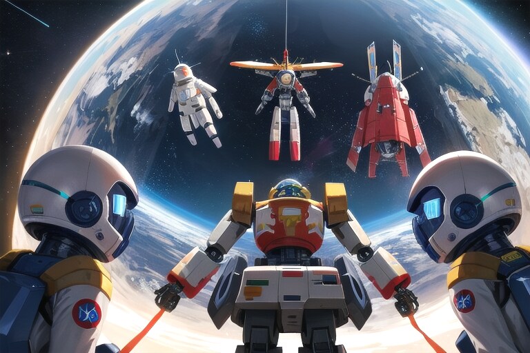 ドッキング実験　目指せ宇宙最強超巨大スーパー機神！！