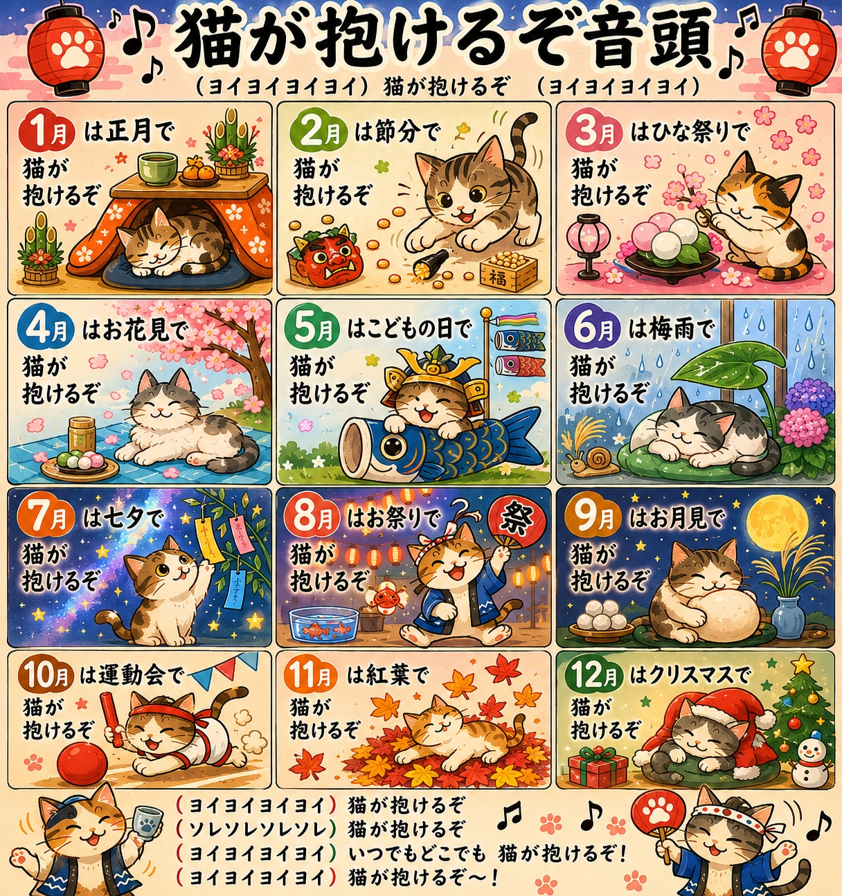 猫抱っこ音頭 | の人気AIイラスト・グラビア