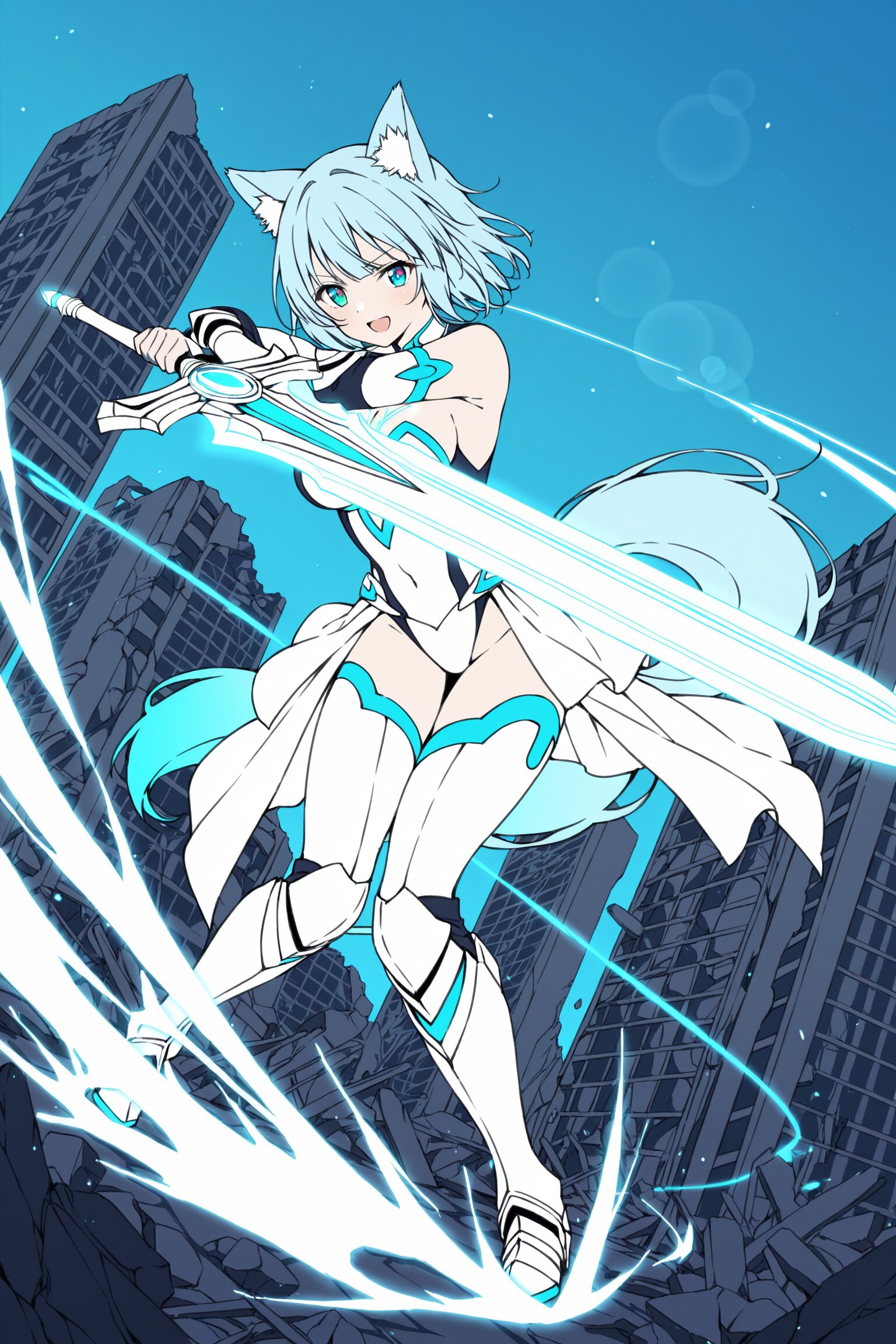 魔法少女系ケモミミパワードスーツ（ブルー・ホワイト）