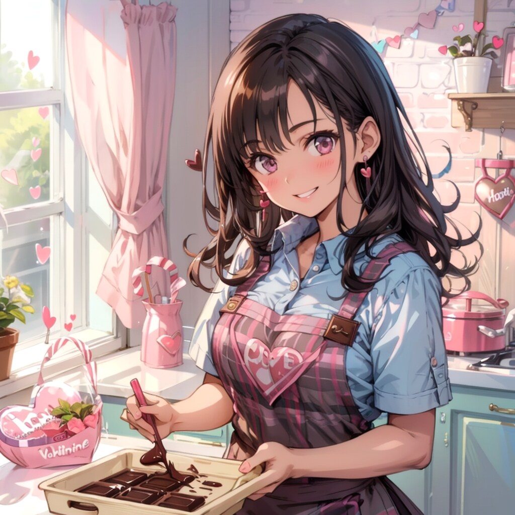 バレンタインチョコを作る女子