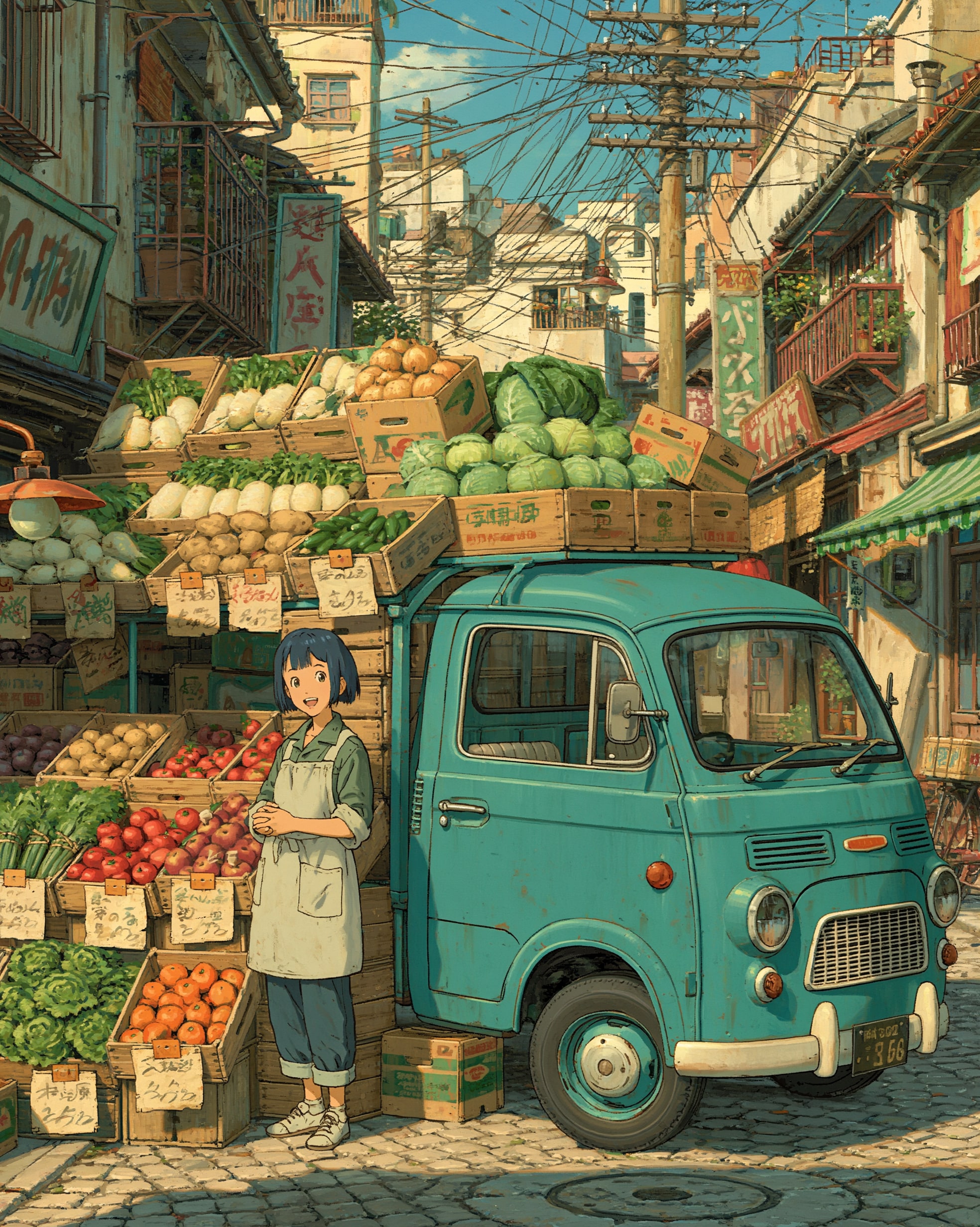 路地の野菜売り