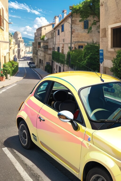 イタリアの町と車