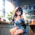 黒猫と香苗さん 2枚目