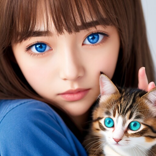 girl and a kitten, | の人気AIイラスト・グラビア