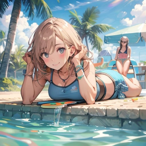 プールサイドでゆっくりと