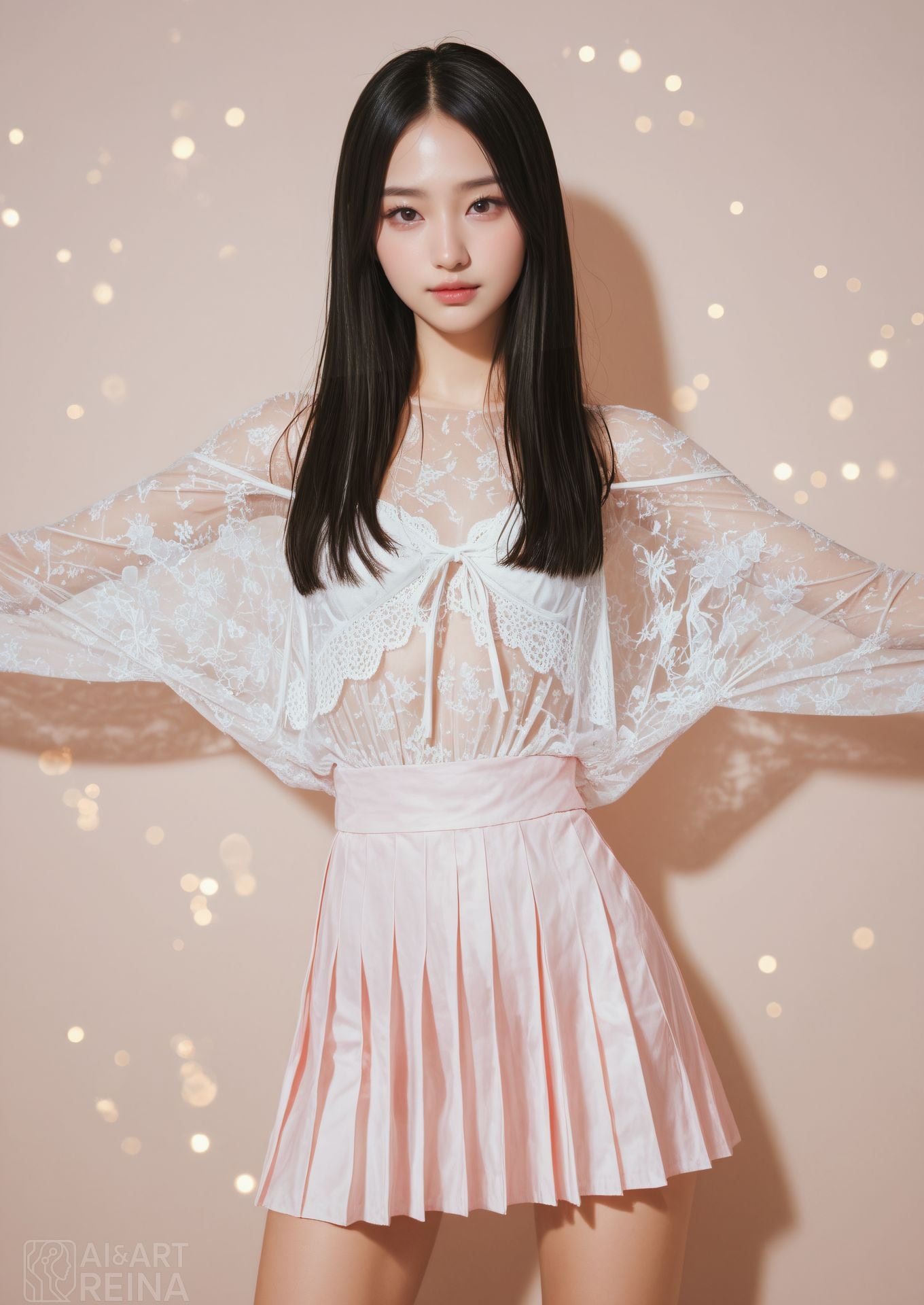 しずか シースルー ドレス カーテン | の人気AIイラスト・グラビア