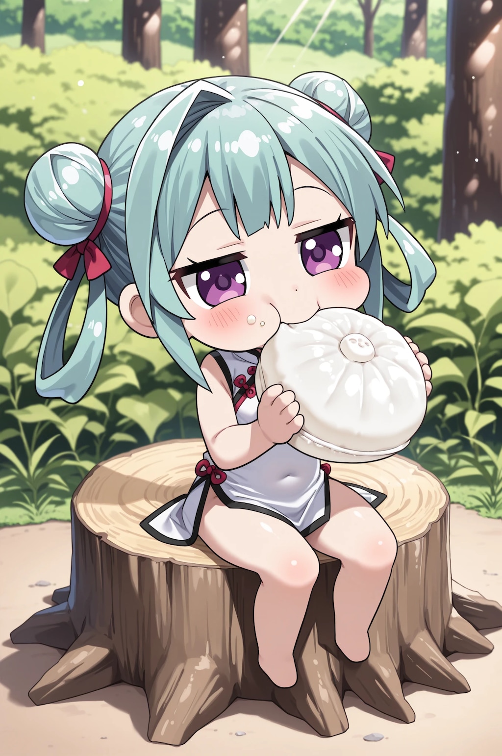 肉まんもぐもぐ