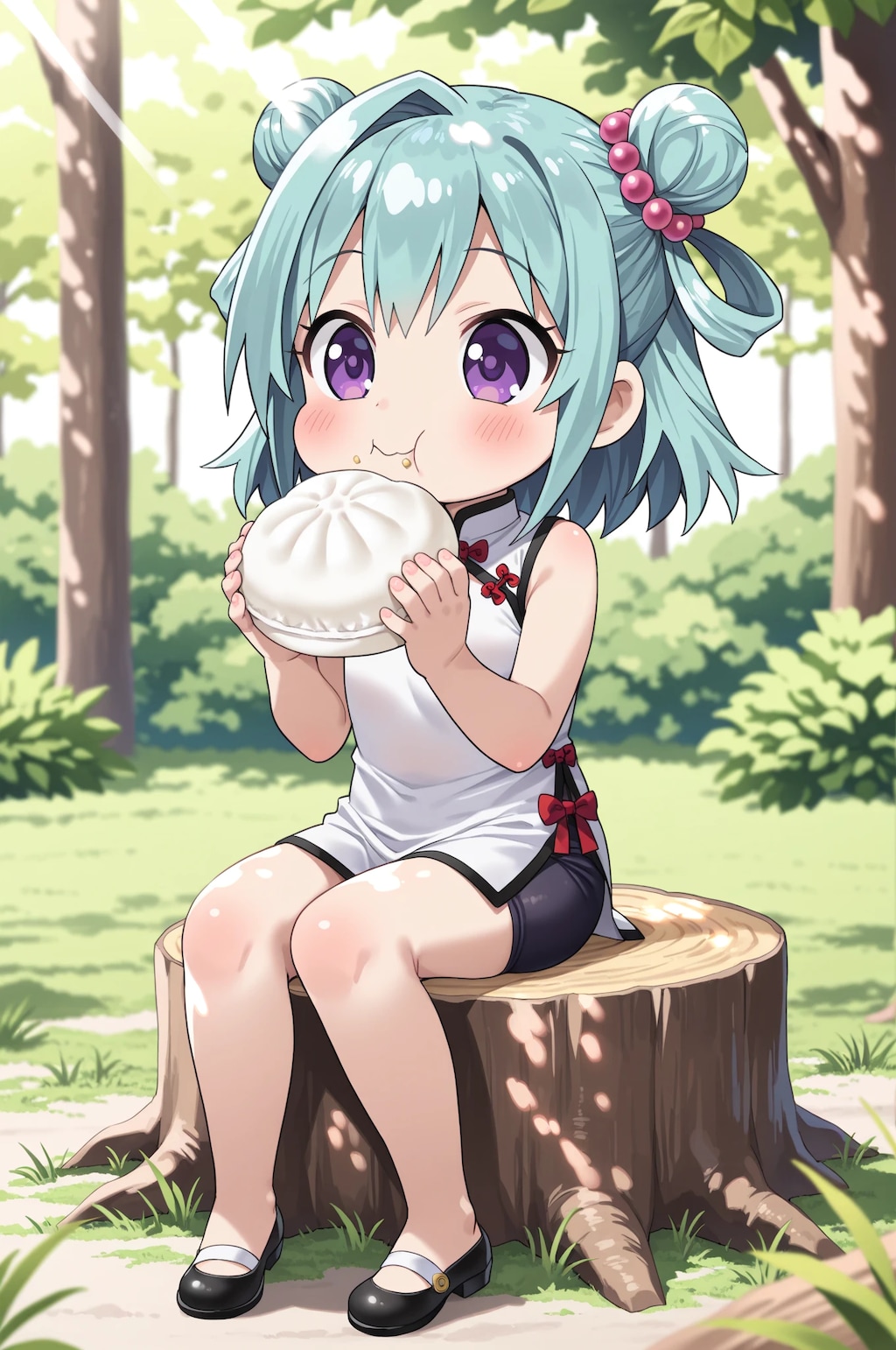 肉まんもぐもぐ