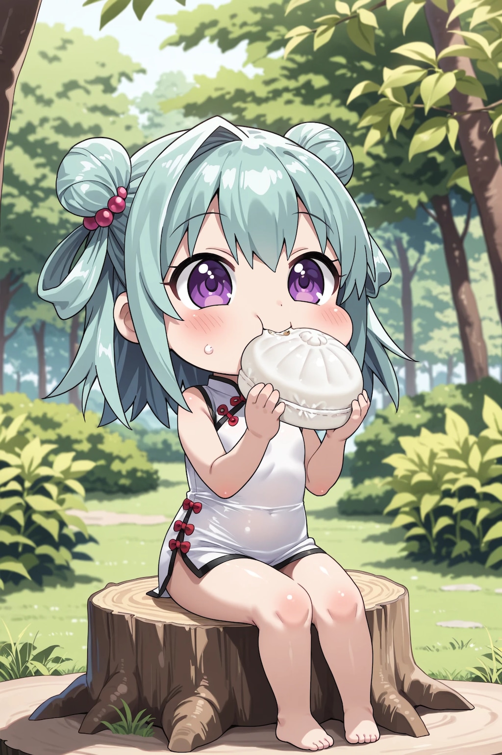 肉まんもぐもぐ