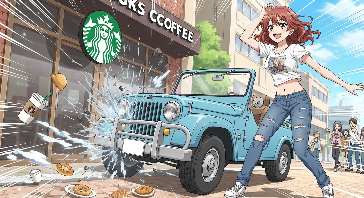 ス〇バに🚙突っ込んだ☕💣