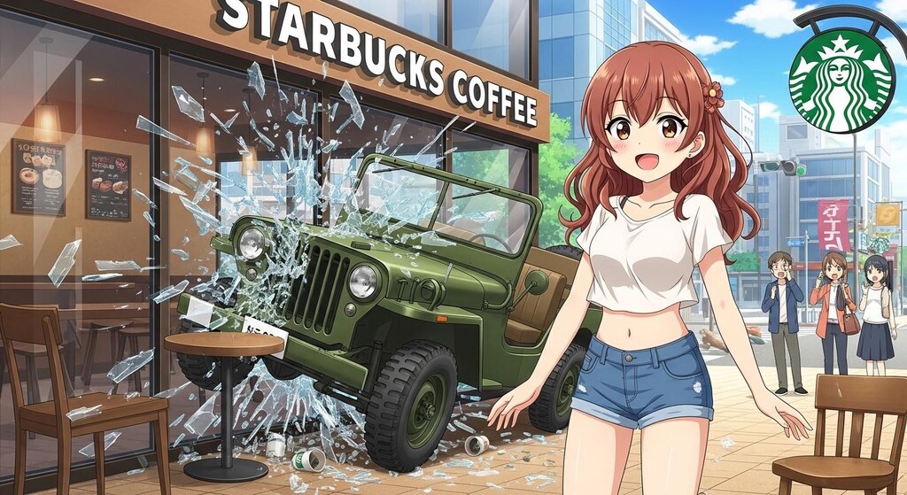 ス〇バに🚙突っ込んだ☕💣