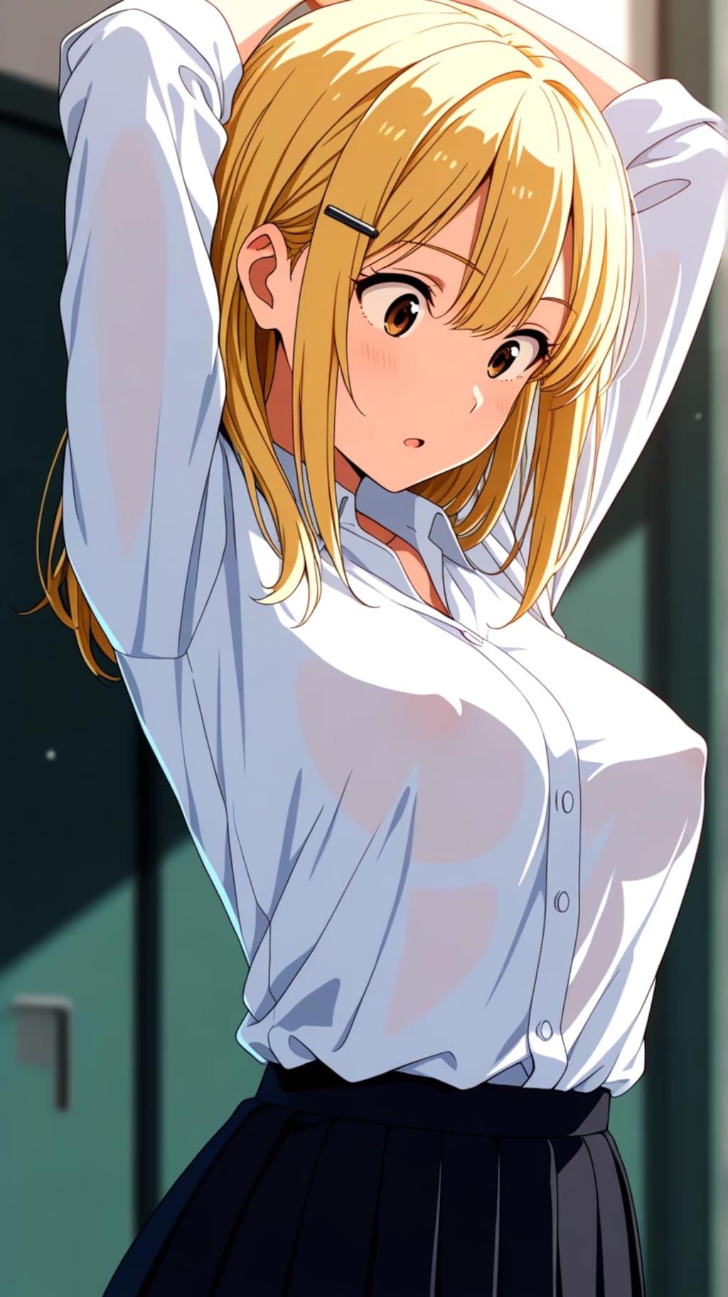 透け過ぎたノーブラ胸ポッチに気付く推し活ちゃん