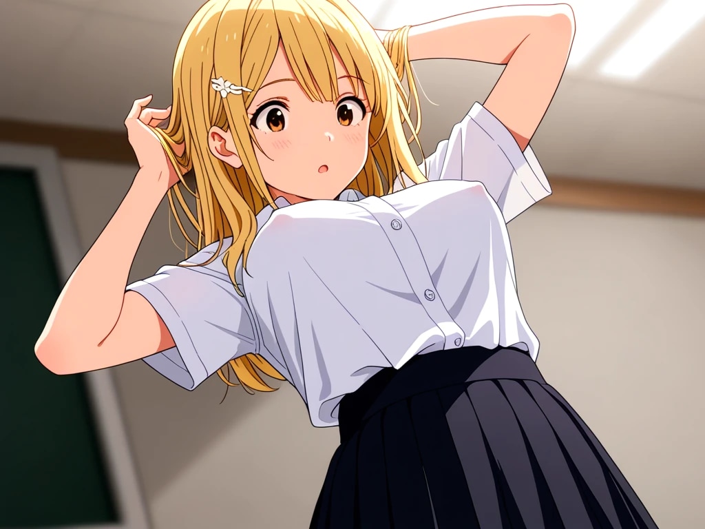 透け過ぎたノーブラ胸ポッチに気付く推し活ちゃん