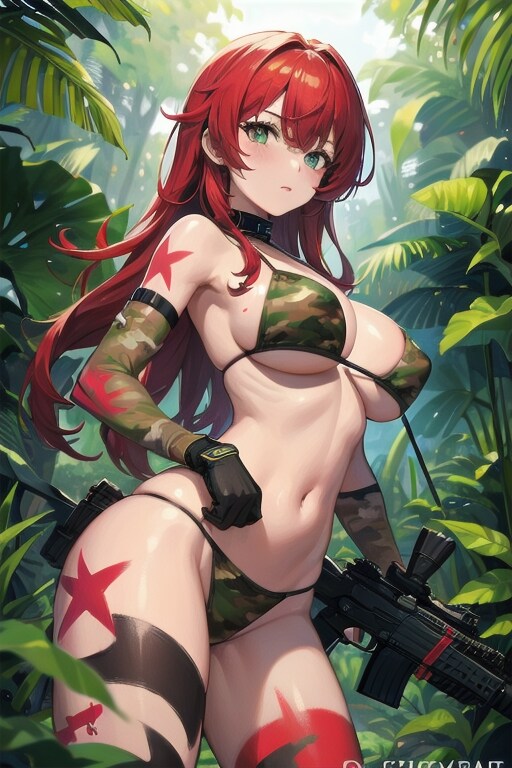 サバゲー少女の一人　戦況は微妙ね。