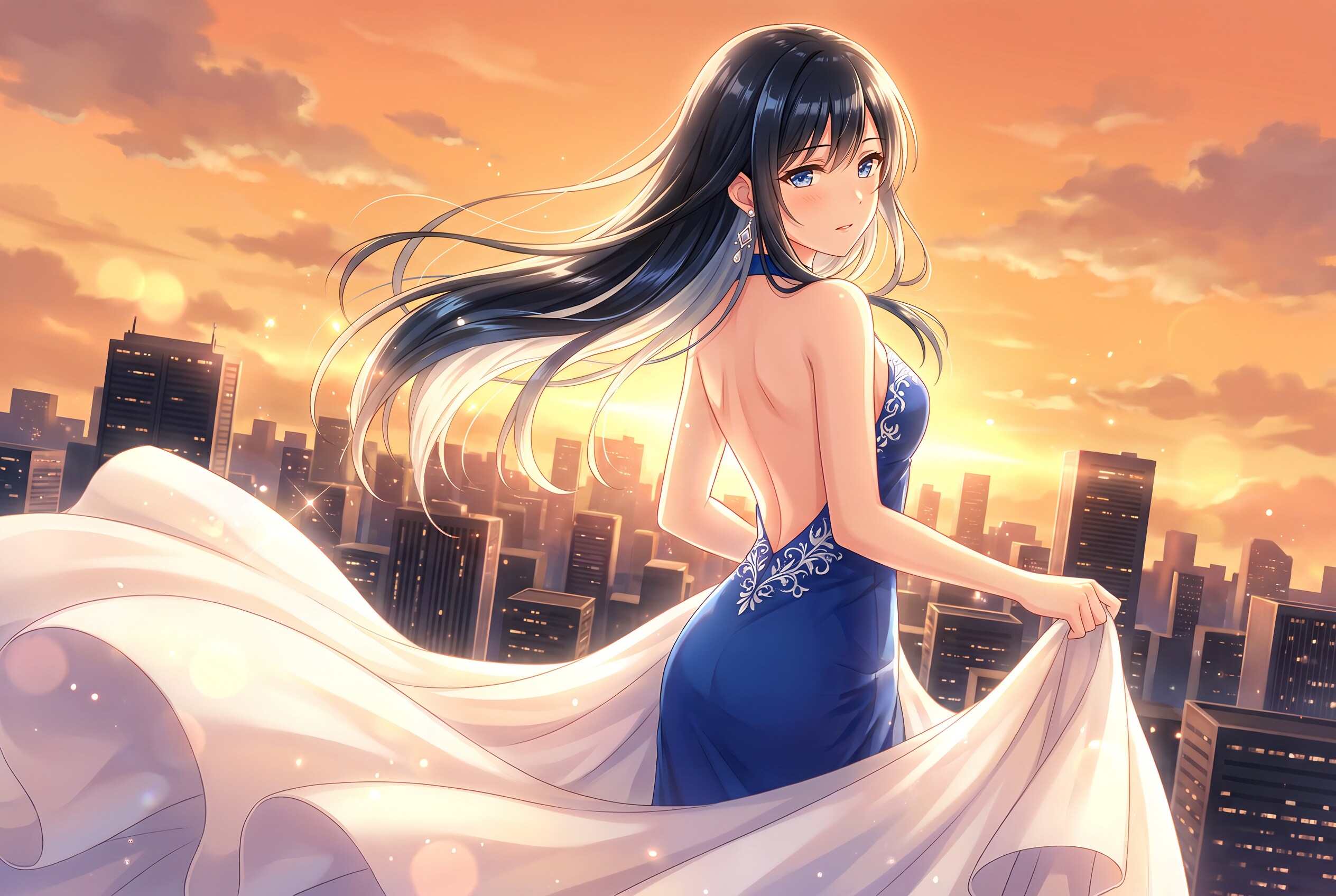夕映えに舞う蒼衣 | の人気AIイラスト・グラビア