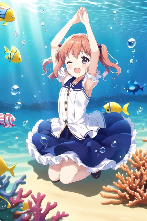 お魚さんと同じポーズをしてみたよ♪