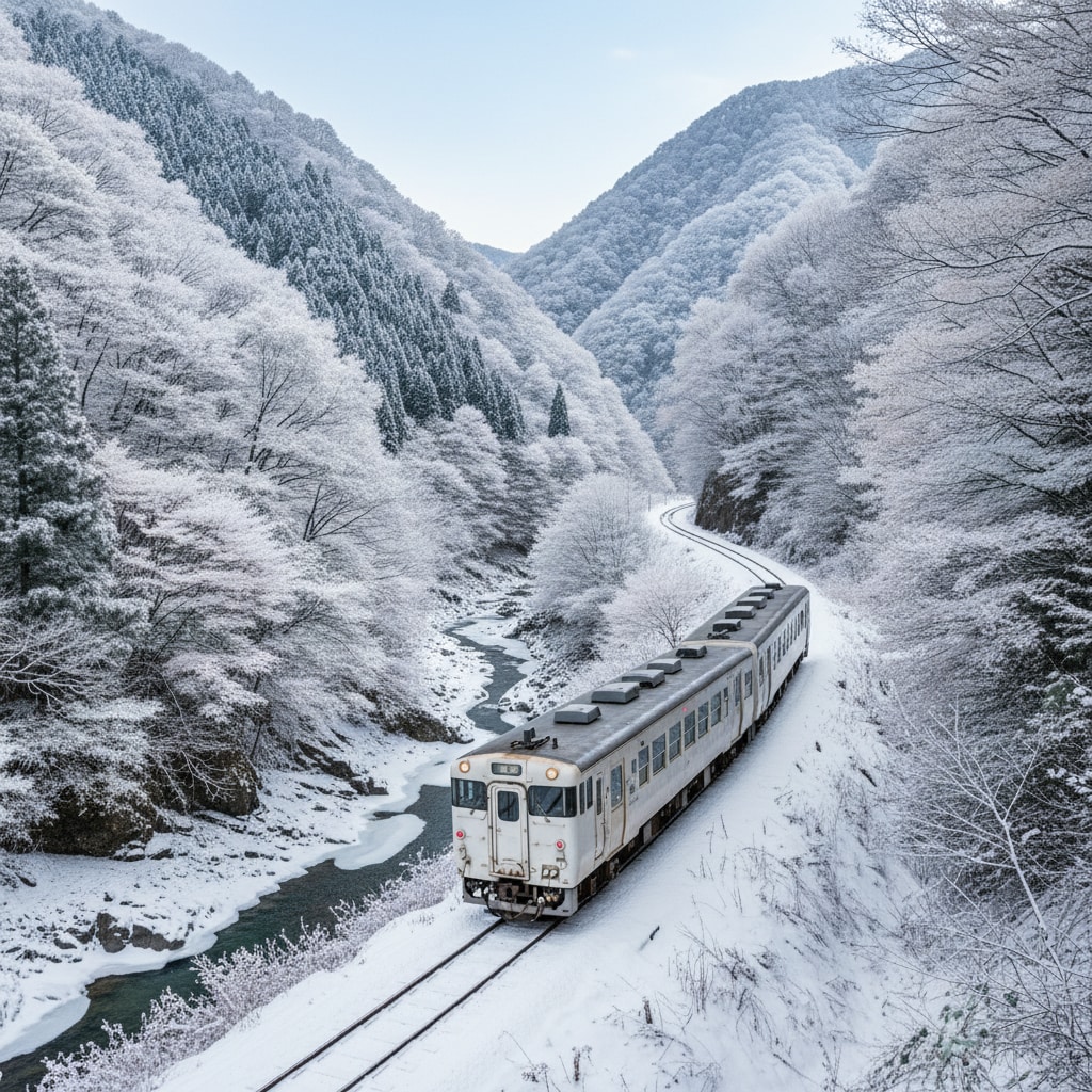 渓谷のローカル線　四季折々