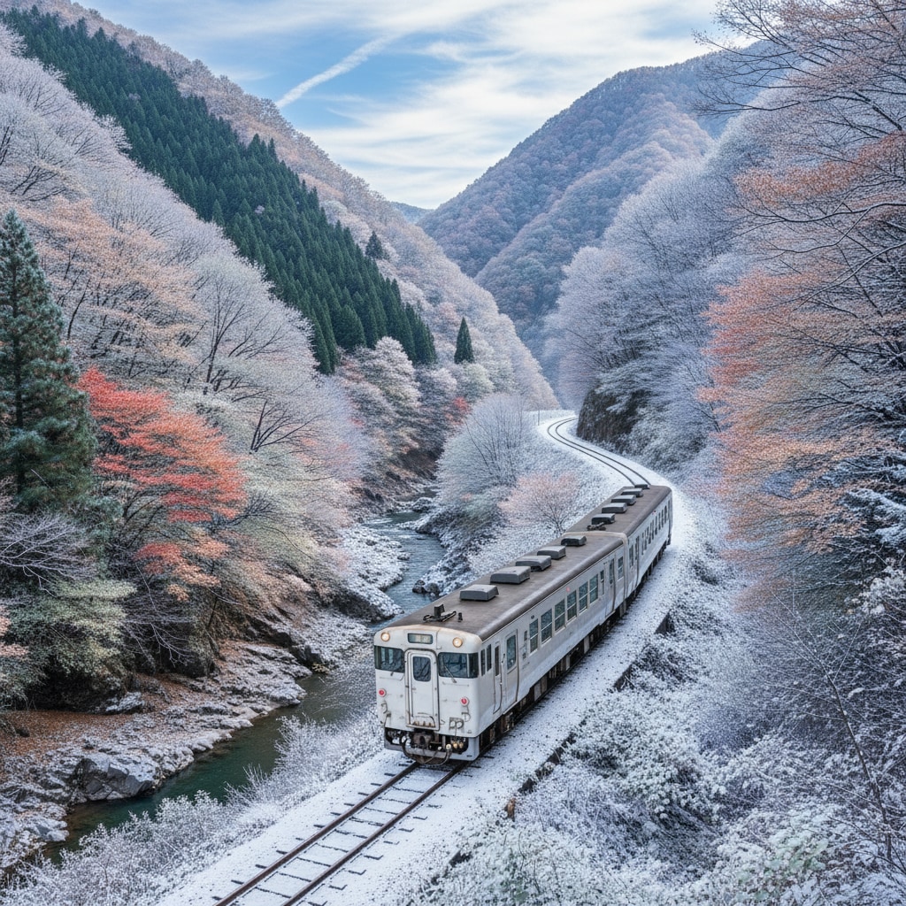 渓谷のローカル線　四季折々