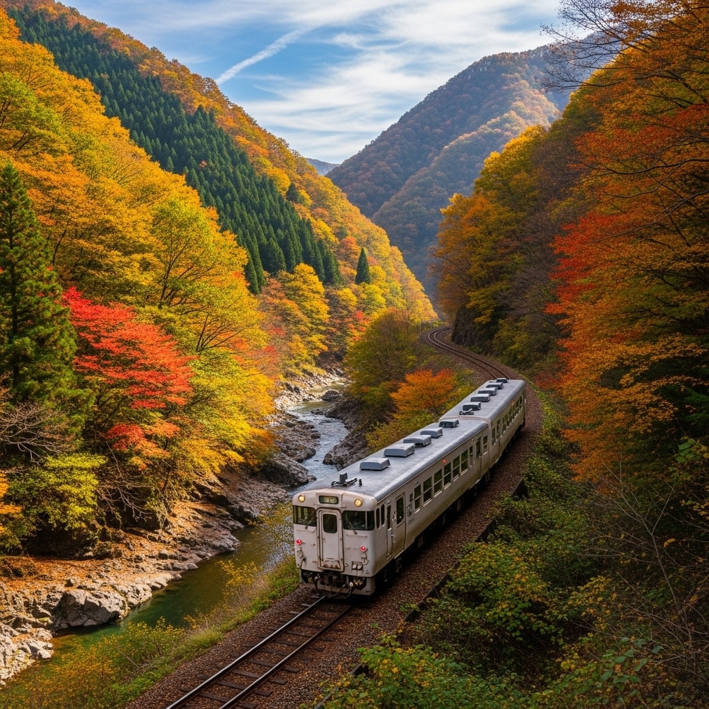 渓谷のローカル線　四季折々 | の人気AIイラスト・グラビア