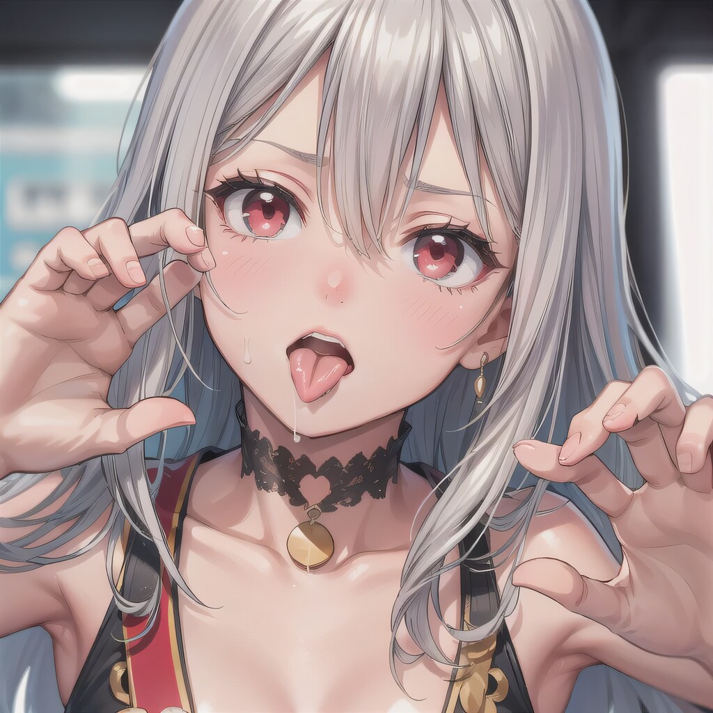 銀髪ロングの舌出し少女９