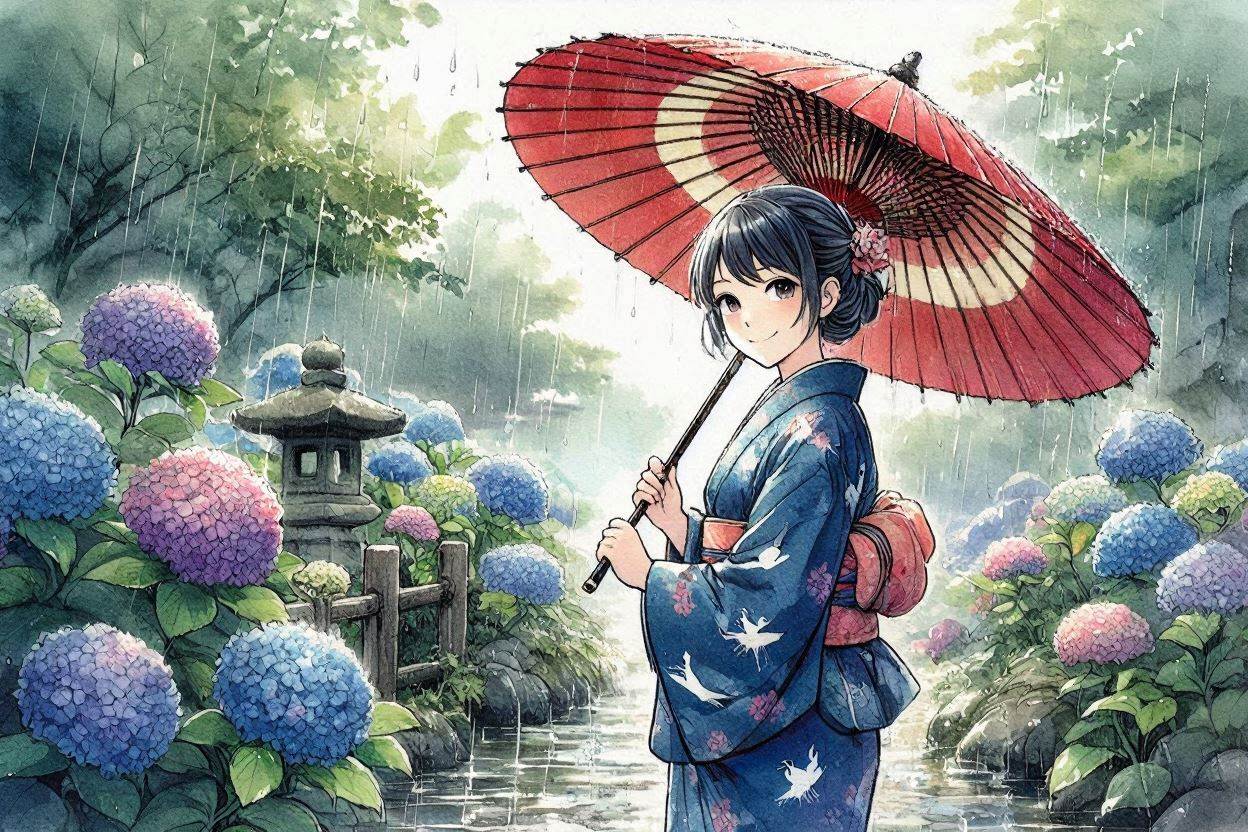 雨と紫陽花