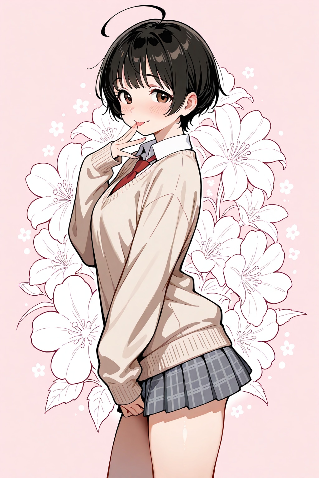 黒髪ショート萌え袖ちゃん