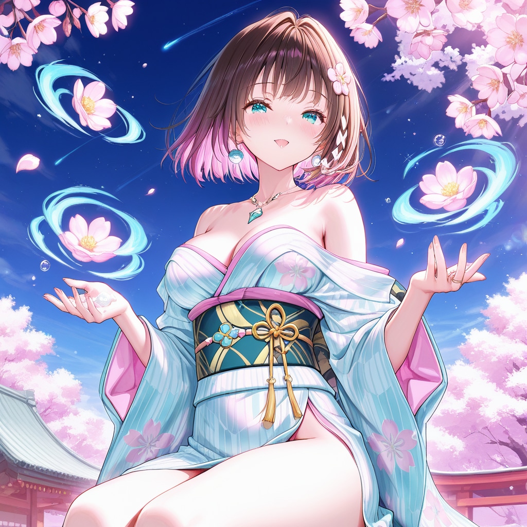 泡沫の夢に舞う青藍の華 | の人気AIイラスト・グラビア