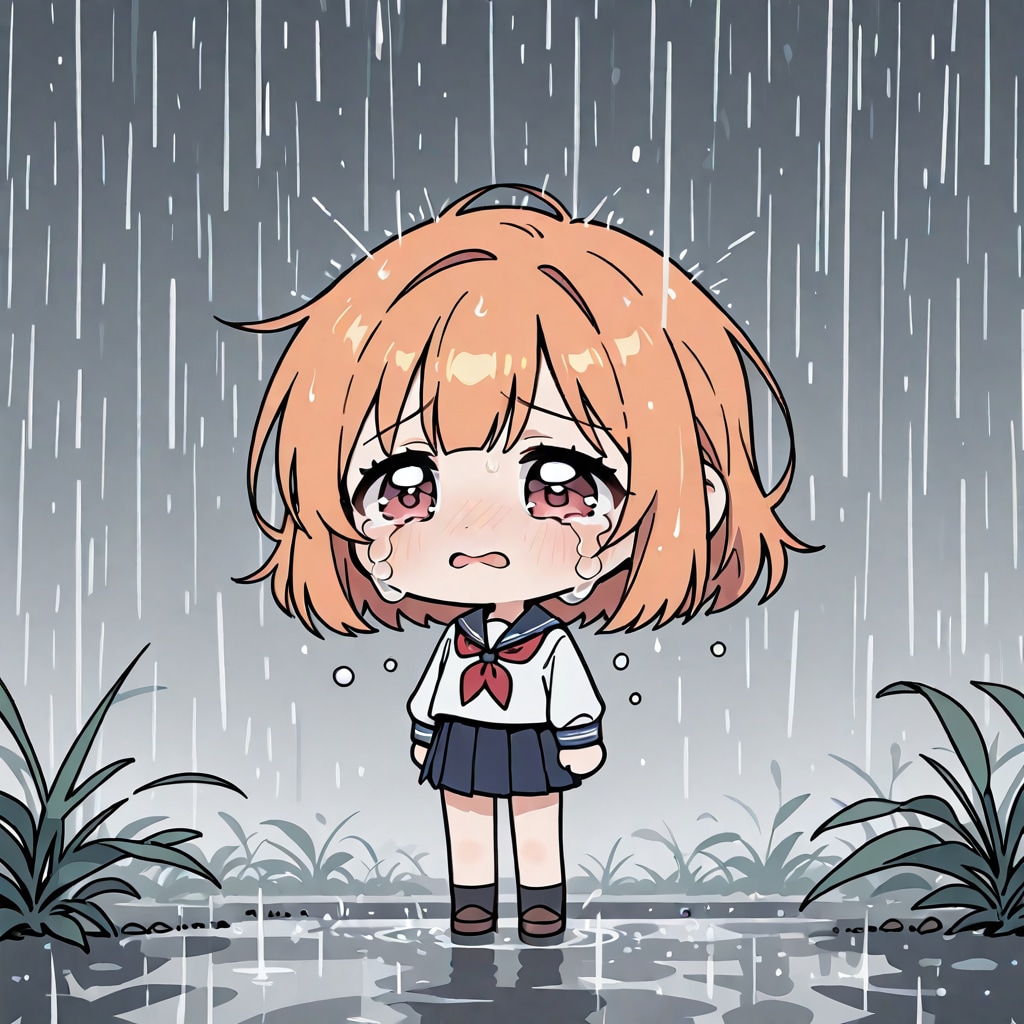 雨で隠す涙