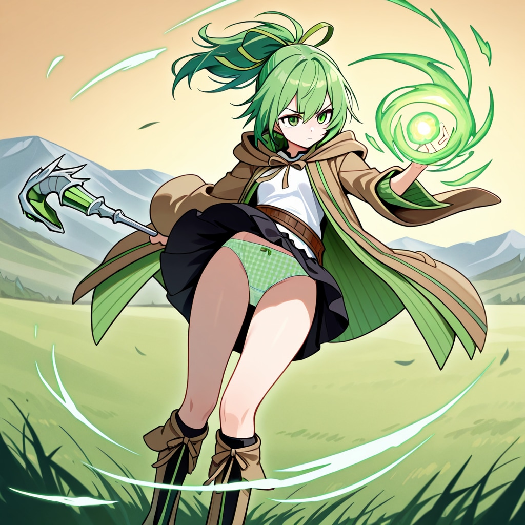 風霊使いウィンが風魔法を使ってパンチラ