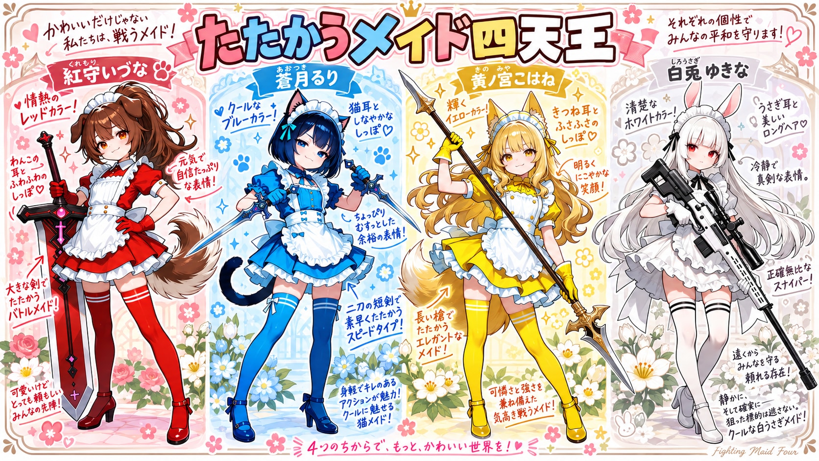 たたかうケモミミメイド四天王 | の人気AIイラスト・グラビア
