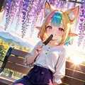 5枚）藤棚とケモ耳エルフさん 5枚目