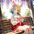 5枚）藤棚とケモ耳エルフさん 2枚目