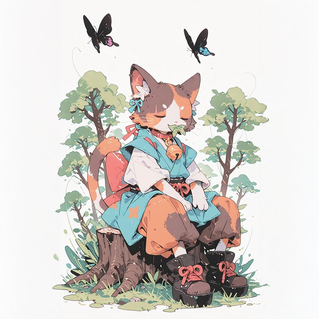 休み猫🌱ハッパもぐもぐ | の人気AIイラスト・グラビア