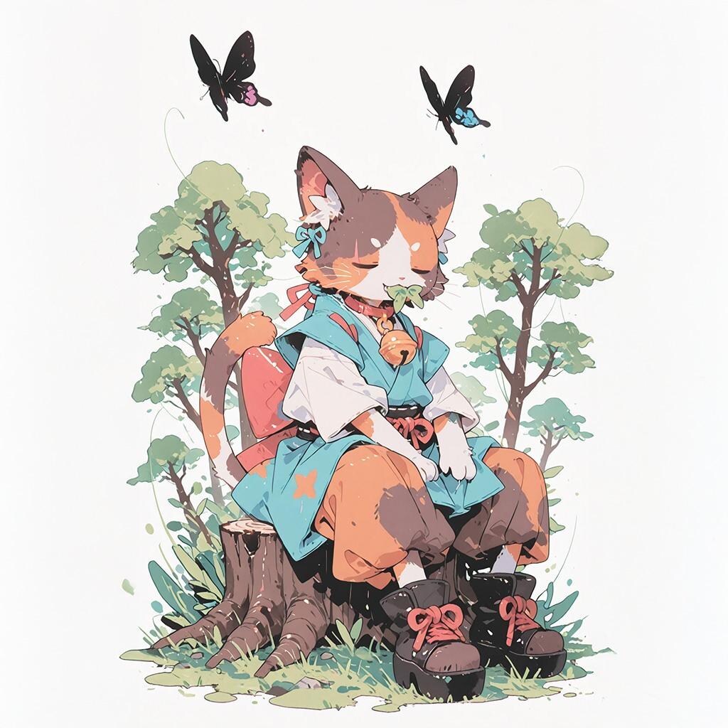 休み猫🌱ハッパもぐもぐ