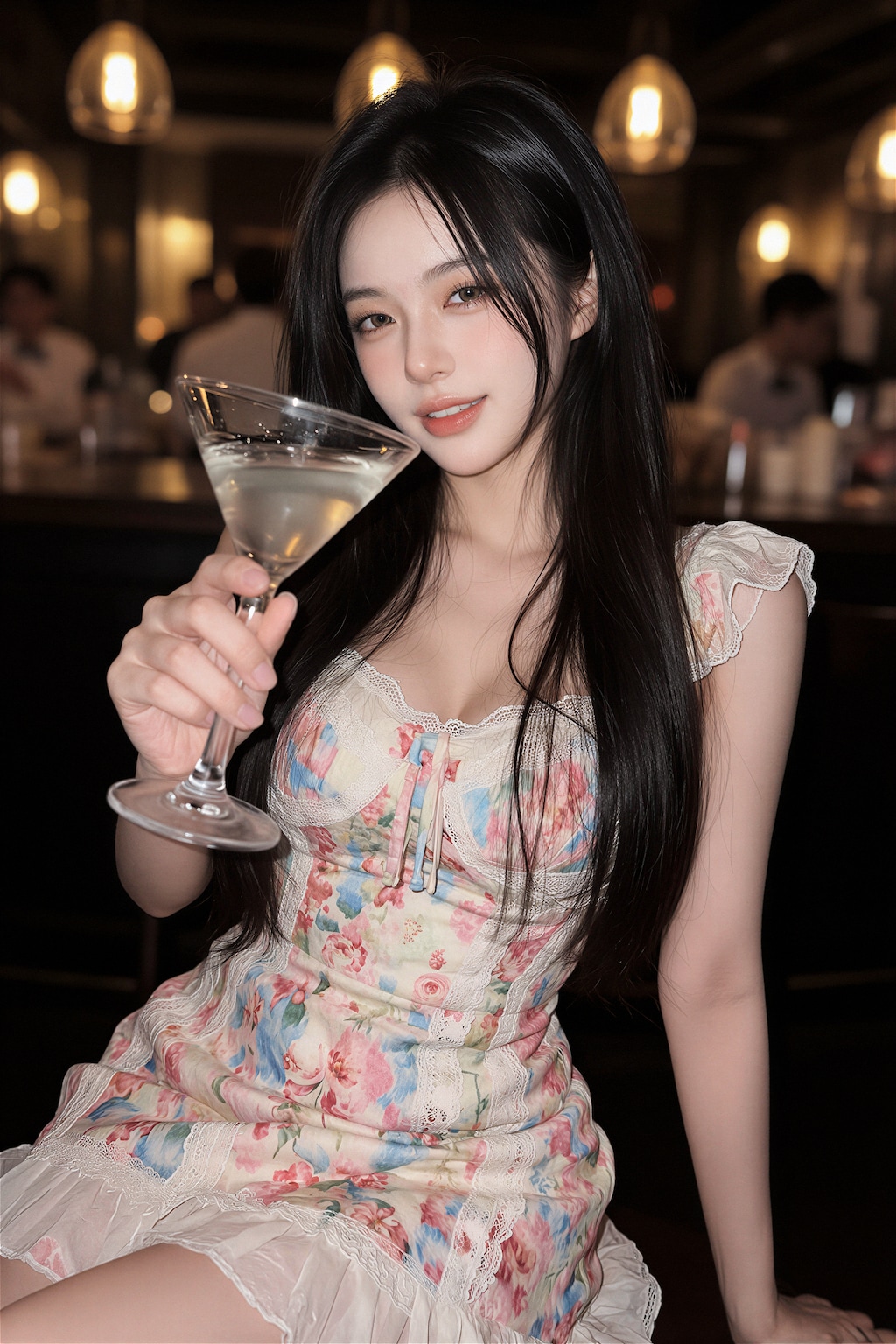 美女とバーカウンター