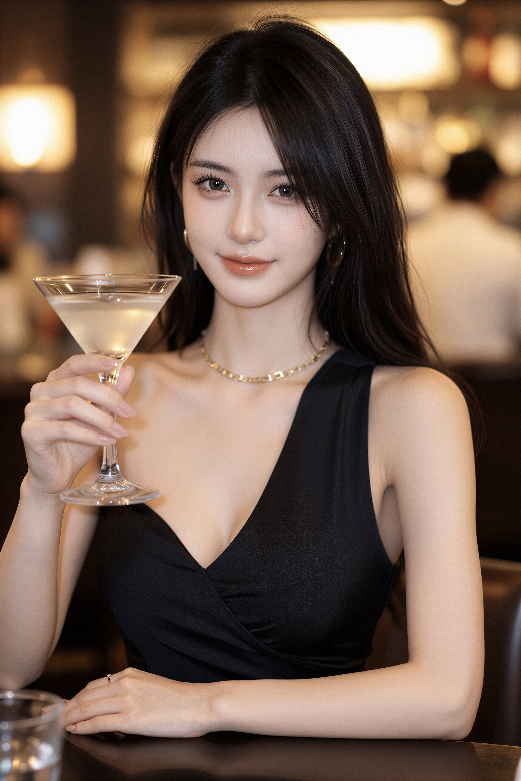 美女とバーカウンター