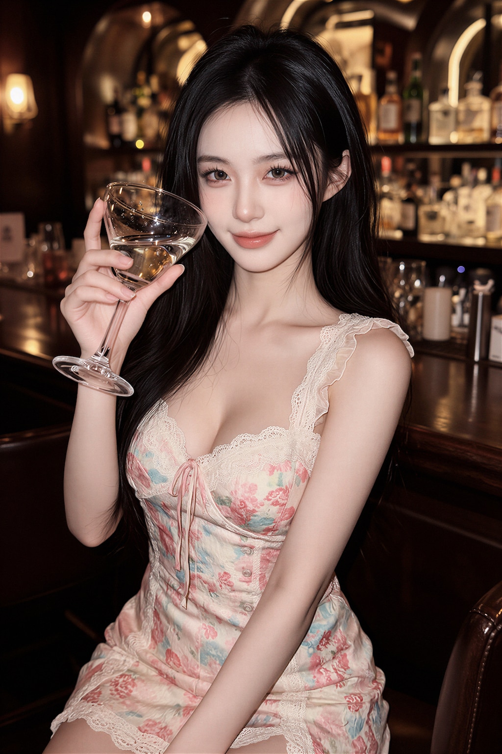 美女とバーカウンター
