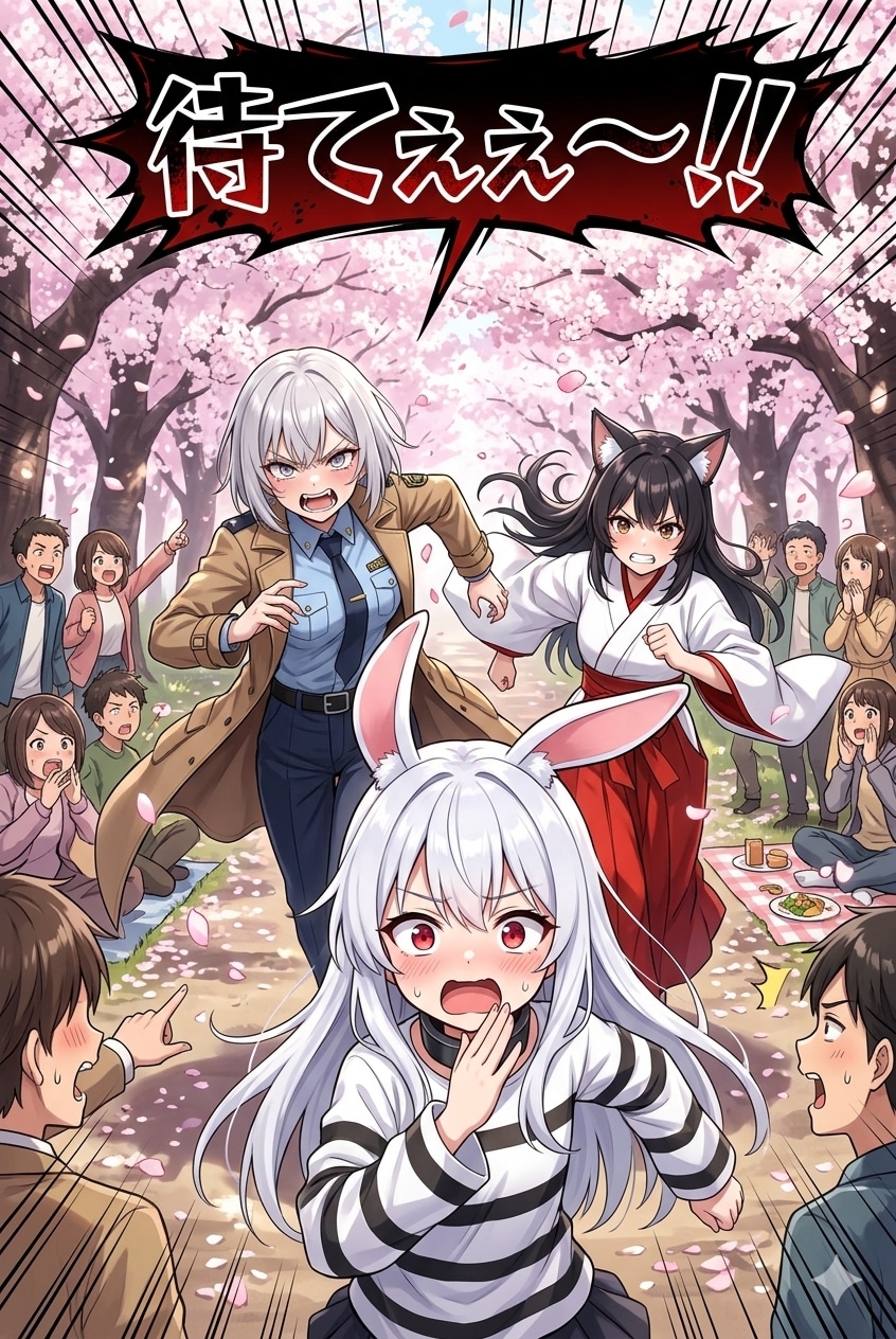 お花見会場で捕り物！！ | の人気AIイラスト・グラビア