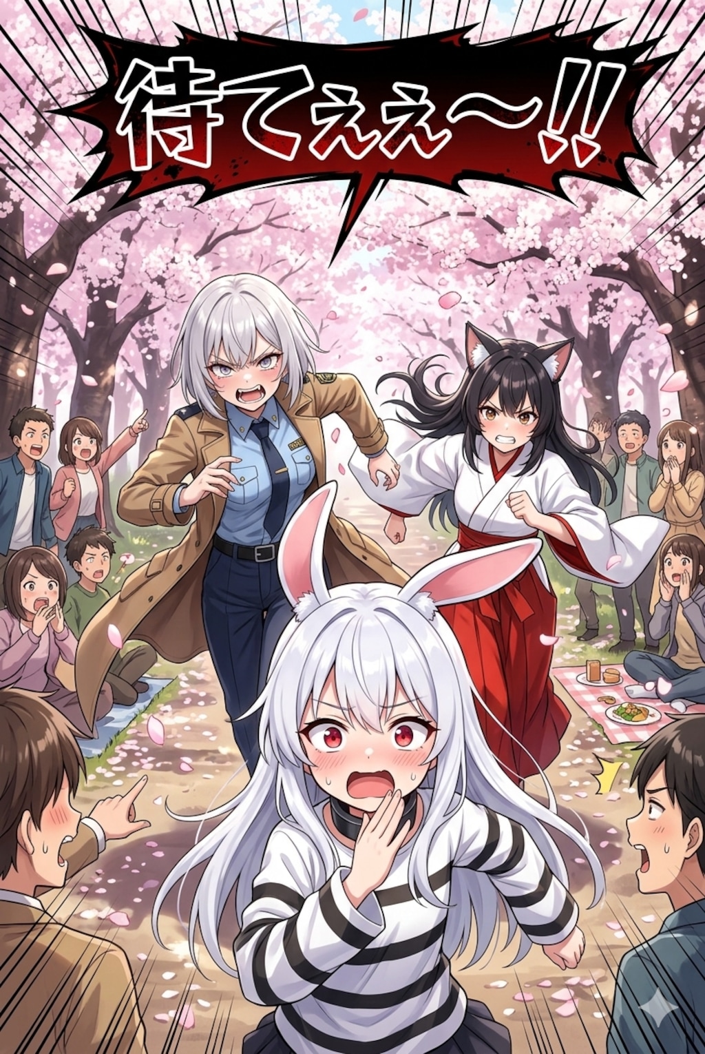 お花見会場で捕り物！！