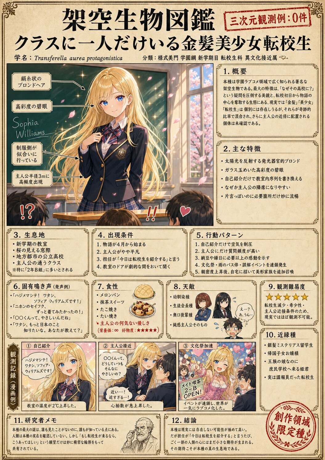 #架空生物「クラスに一人だけいる金髪美少女転校生」 | の人気AIイラスト・グラビア